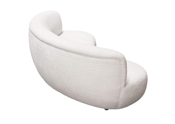 SIMONESOWH Simone Curved Sofa In White Faux Sheepskin Fabric