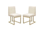 Set of (2) Skyline Dining Chairs in Cream Fabric w/ Polished Gold Metal Frame by Diamond Sofa