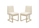 Set of (2) Skyline Dining Chairs in Cream Fabric w/ Polished Gold Metal Frame