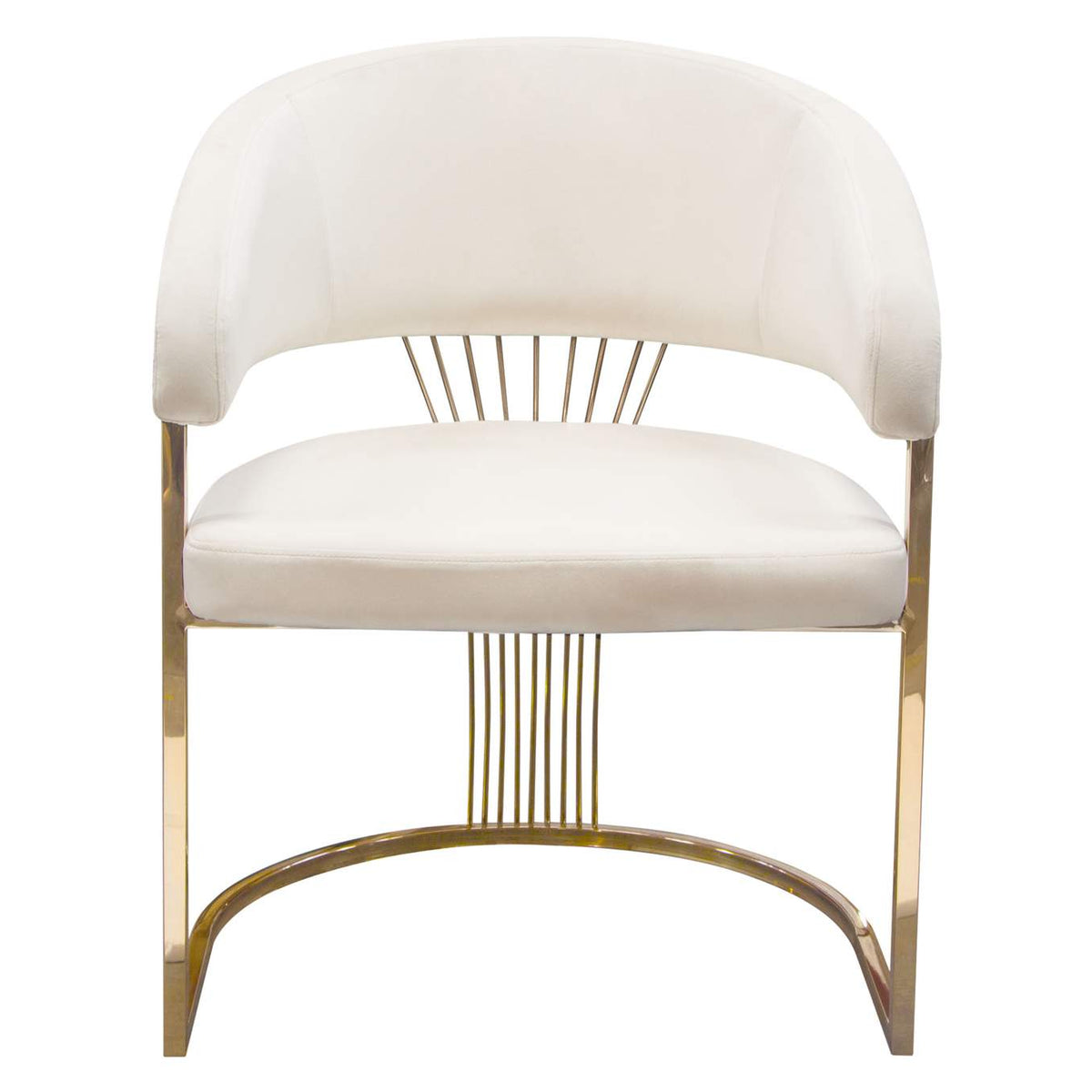 Solstice Dining Chair in Cream Velvet w/ Polished Gold Metal Frame by Diamond Sofa