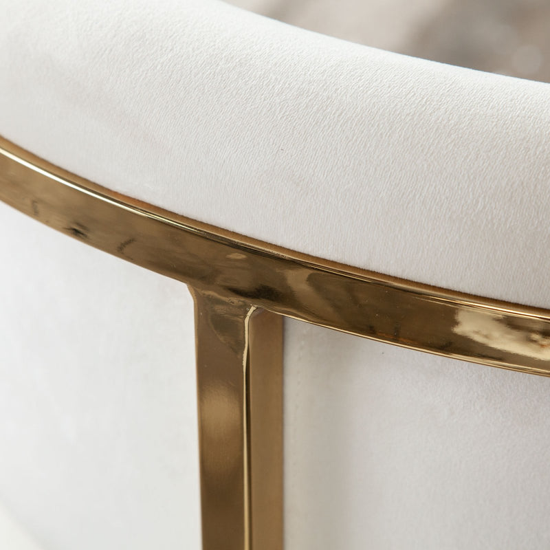 Solstice Counter Height Chair in Cream Velvet w/ Polished Gold Metal Frame