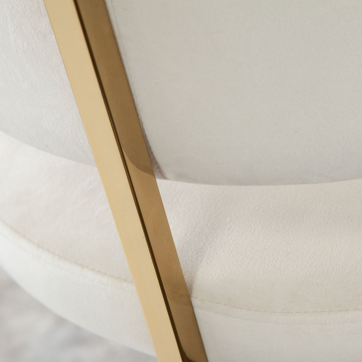 Solstice Counter Height Chair in Cream Velvet w/ Polished Gold Metal Frame