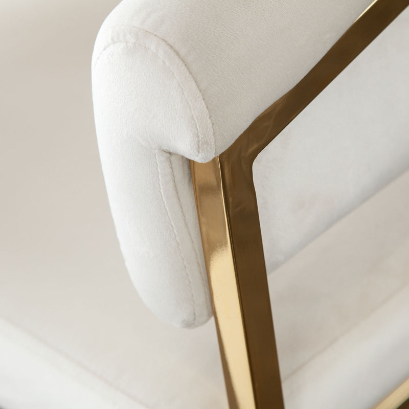 Solstice Counter Height Chair in Cream Velvet w/ Polished Gold Metal Frame