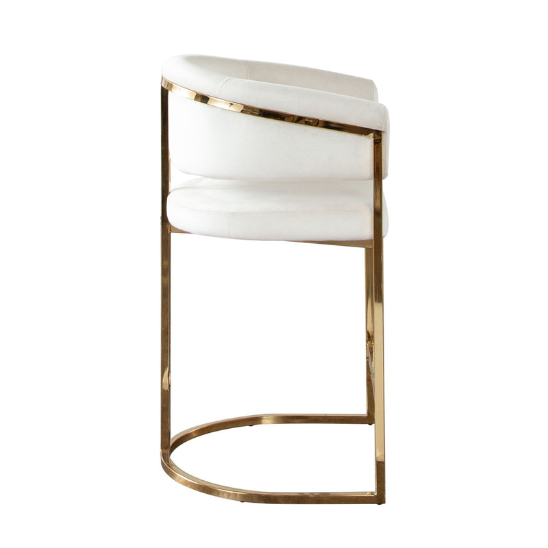 Solstice Counter Height Chair in Cream Velvet w/ Polished Gold Metal Frame