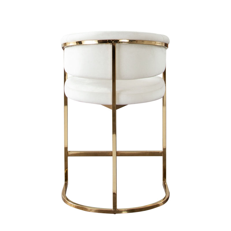 Solstice Counter Height Chair in Cream Velvet w/ Polished Gold Metal Frame