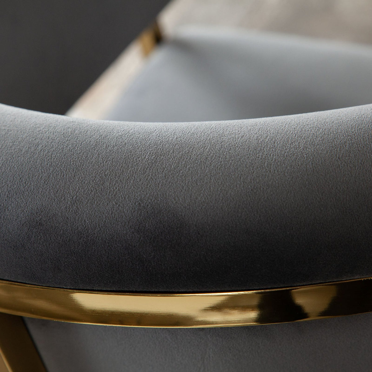 Solstice Counter Height Chair in Grey Velvet w/ Polished Gold Metal Frame