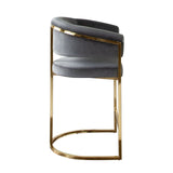 Solstice Counter Height Chair in Grey Velvet w/ Polished Gold Metal Frame