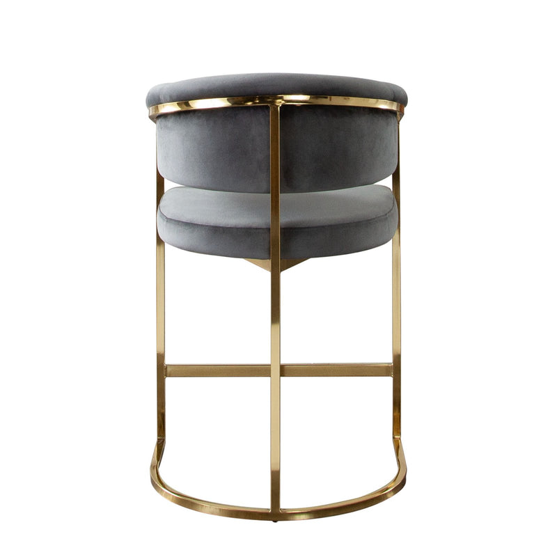 Solstice Counter Height Chair in Grey Velvet w/ Polished Gold Metal Frame