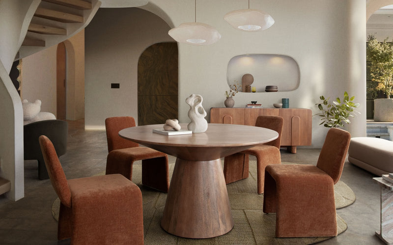 Sona Dining Chair in Amber (Burnt Orange) Fabric