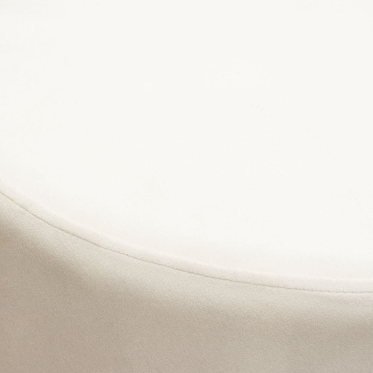 Sorbet Round Accent Ottoman in Cream Velvet w/ Gold Metal Band Accent