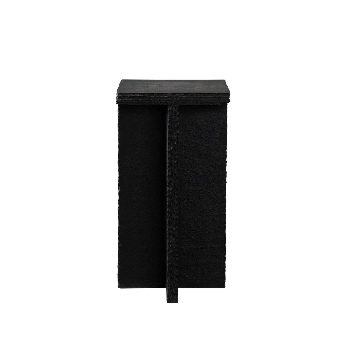 Spectre Black Slat Stone Accent Table