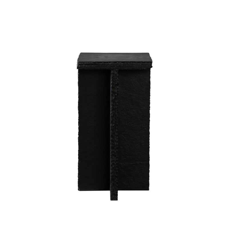 Spectre Black Slat Stone Accent Table