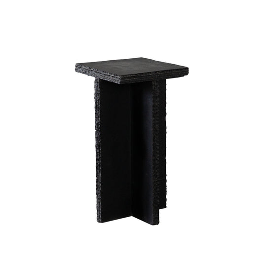 Spectre Black Slat Stone Accent Table
