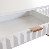 Spectrum 2-Drawer Solid Mango Wood Desk in White Finish w/ Gold Finished Iron Legs
