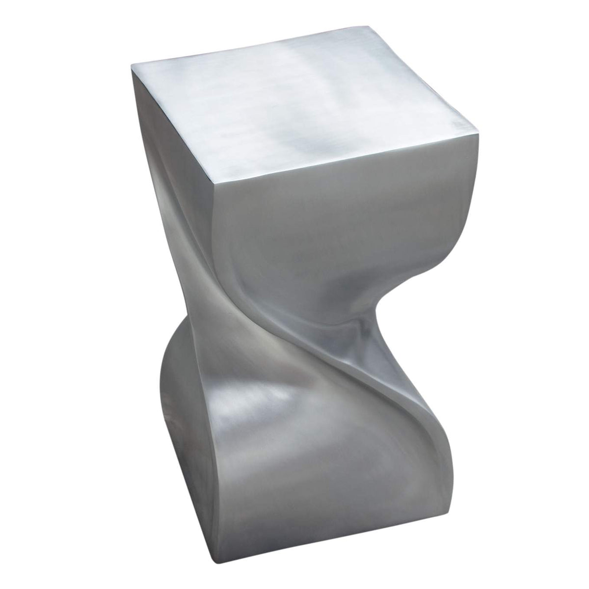 SPIREATNI Spire Square Accent Table In Casted Aluminum In Nickel Finish