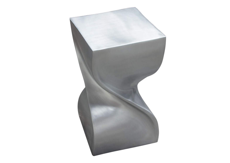 SPIREATNI Spire Square Accent Table In Casted Aluminum In Nickel Finish