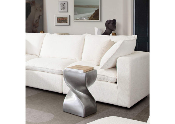SPIREATNI Spire Square Accent Table In Casted Aluminum In Nickel Finish