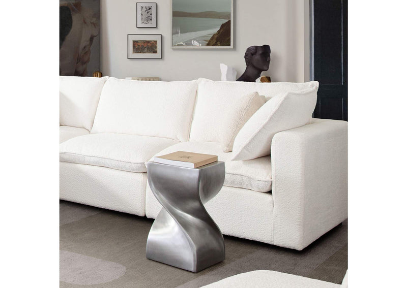 SPIREATNI Spire Square Accent Table In Casted Aluminum In Nickel Finish