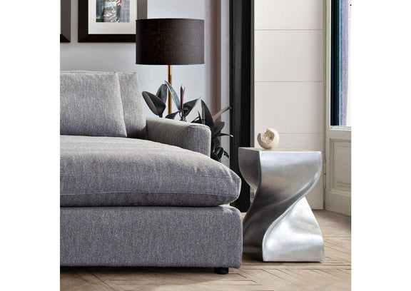 SPIREATNI Spire Square Accent Table In Casted Aluminum In Nickel Finish