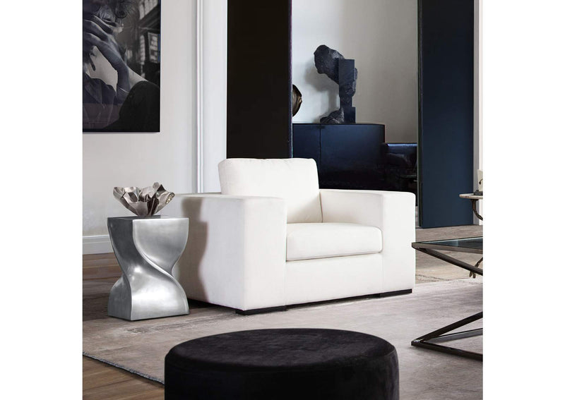 SPIREATNI Spire Square Accent Table In Casted Aluminum In Nickel Finish