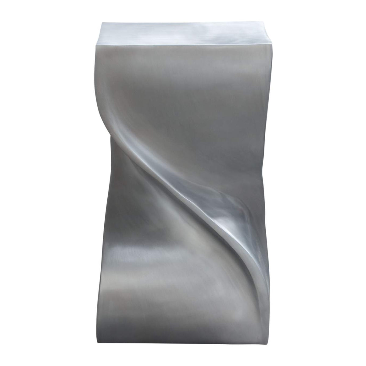 SPIREATNI Spire Square Accent Table In Casted Aluminum In Nickel Finish