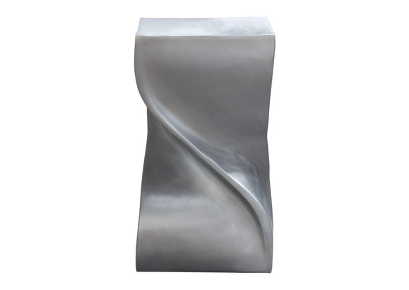 SPIREATNI Spire Square Accent Table In Casted Aluminum In Nickel Finish