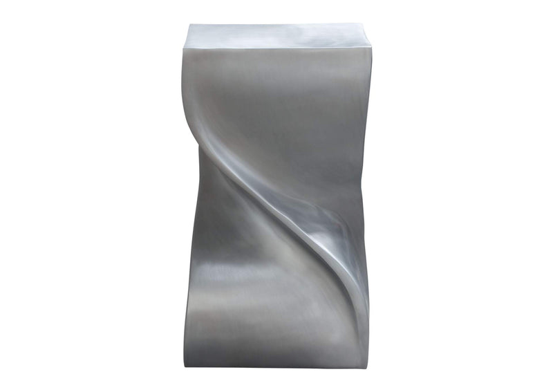 SPIREATNI Spire Square Accent Table In Casted Aluminum In Nickel Finish