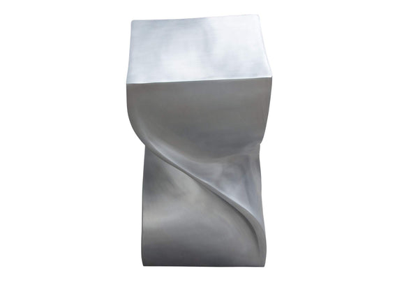 SPIREATNI Spire Square Accent Table In Casted Aluminum In Nickel Finish