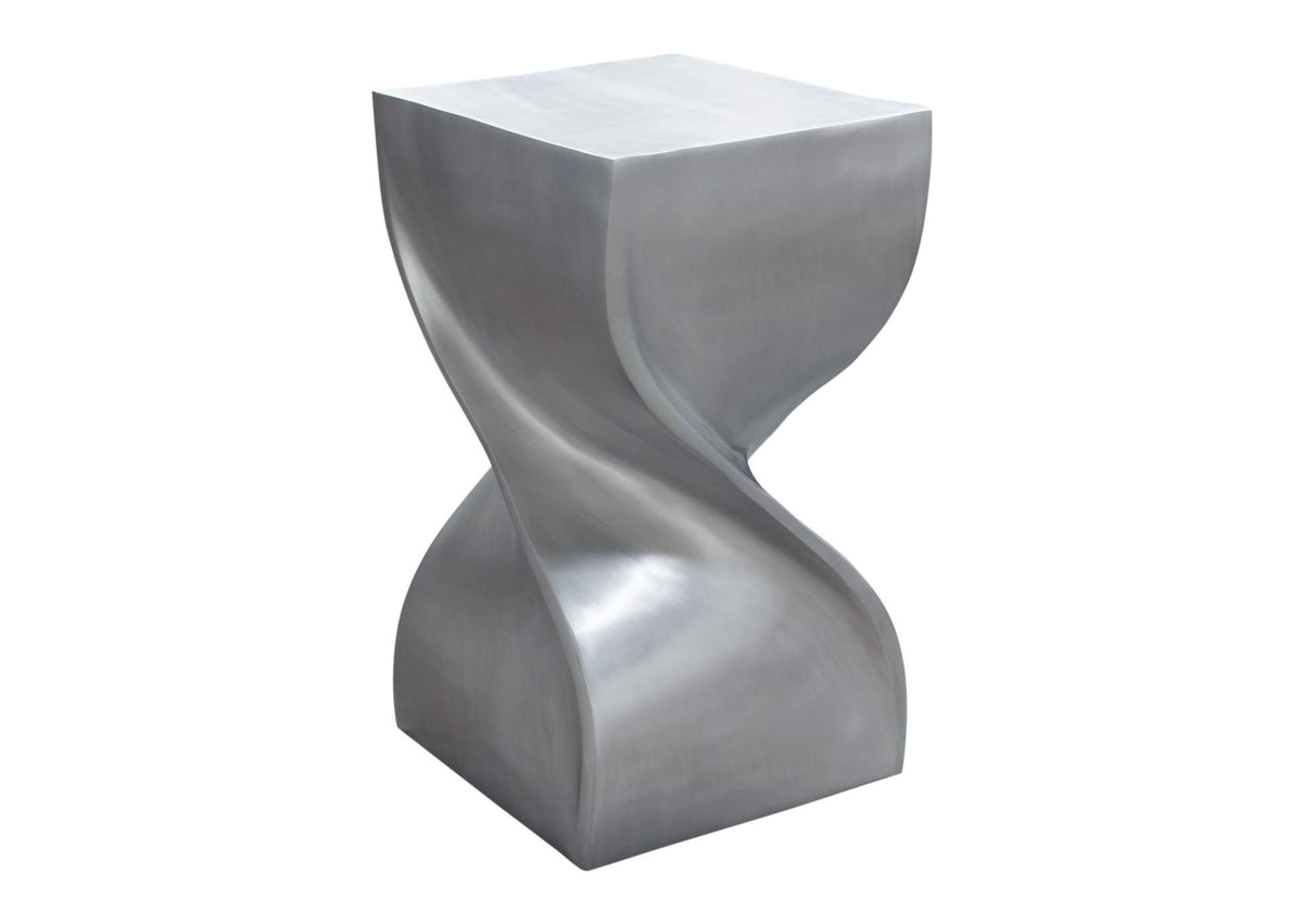 SPIREATNI Spire Square Accent Table In Casted Aluminum In Nickel Finish
