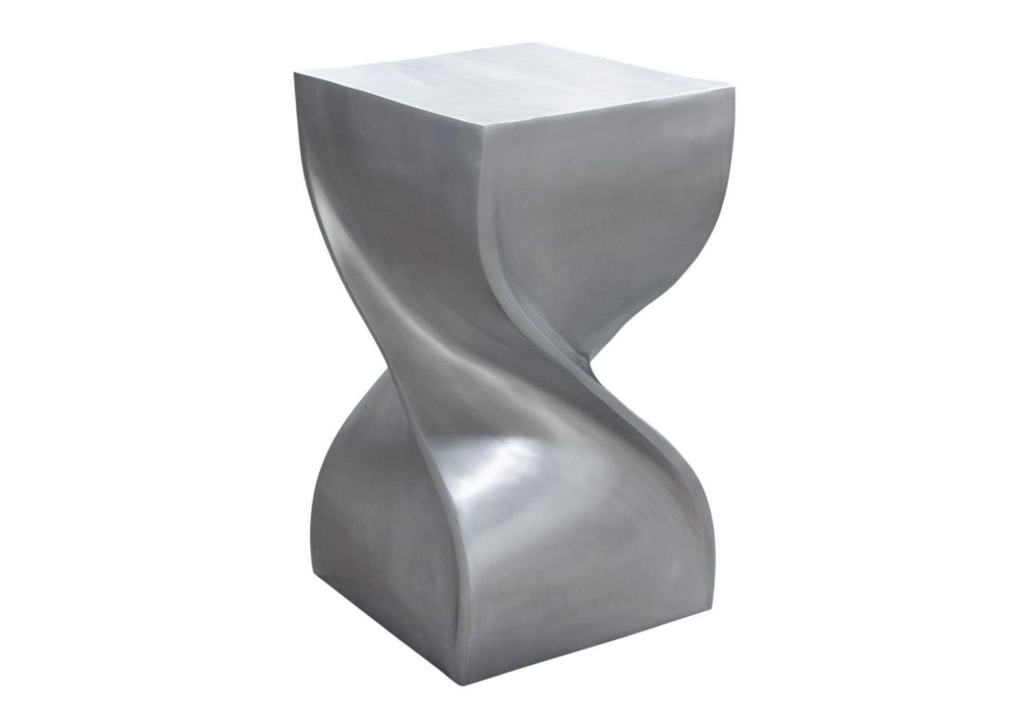SPIREATNI Spire Square Accent Table In Casted Aluminum In Nickel Finish