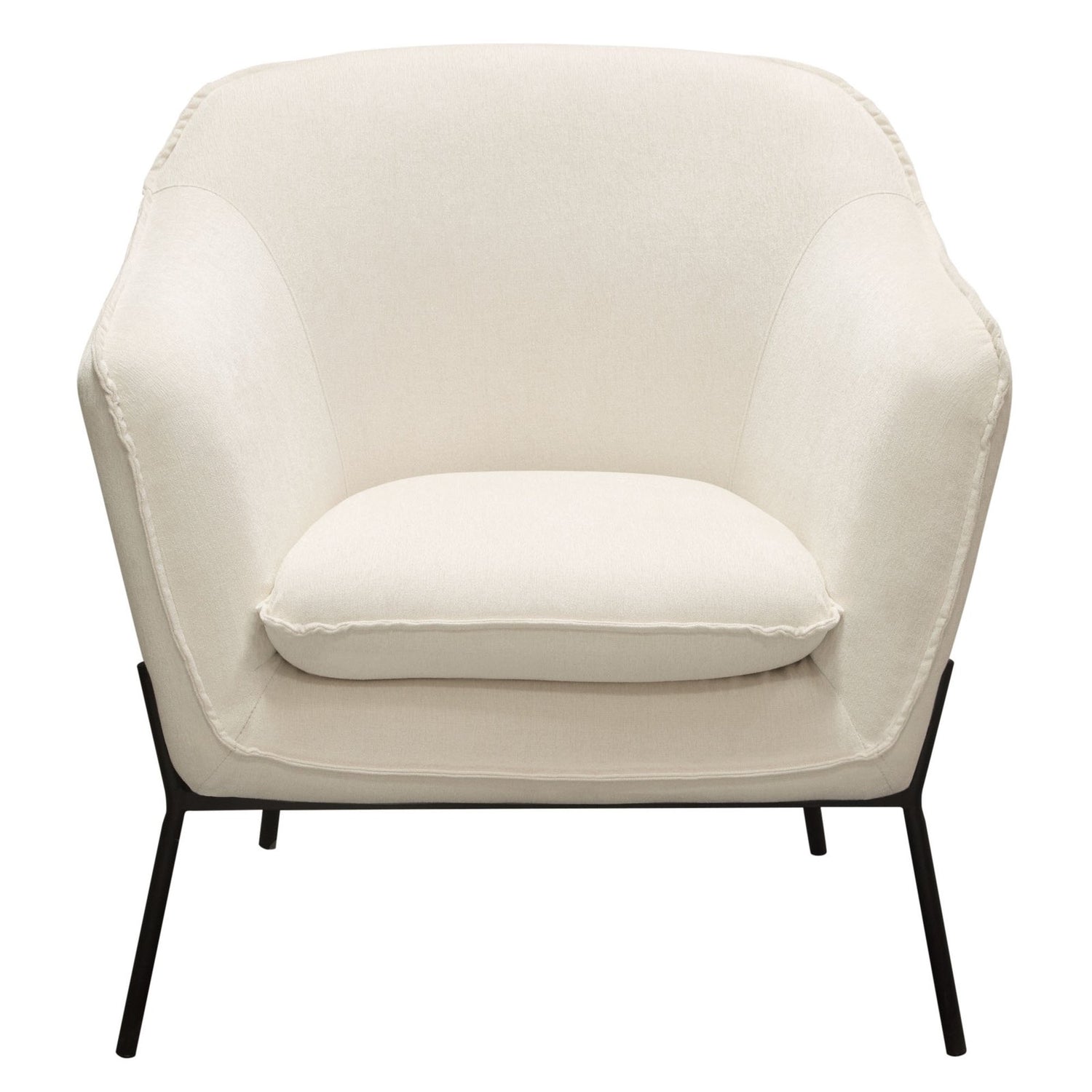Status Accent Chair in Cream Fabric with Black Powder Coated Metal Leg