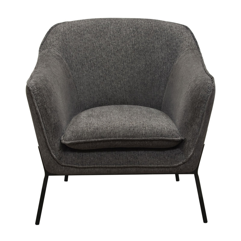 Status Accent Chair in Grey Fabric with Metal Leg