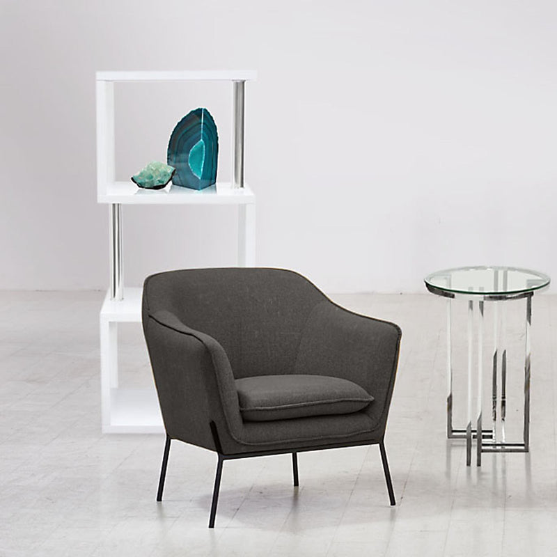 Status Accent Chair in Grey Fabric with Metal Leg
