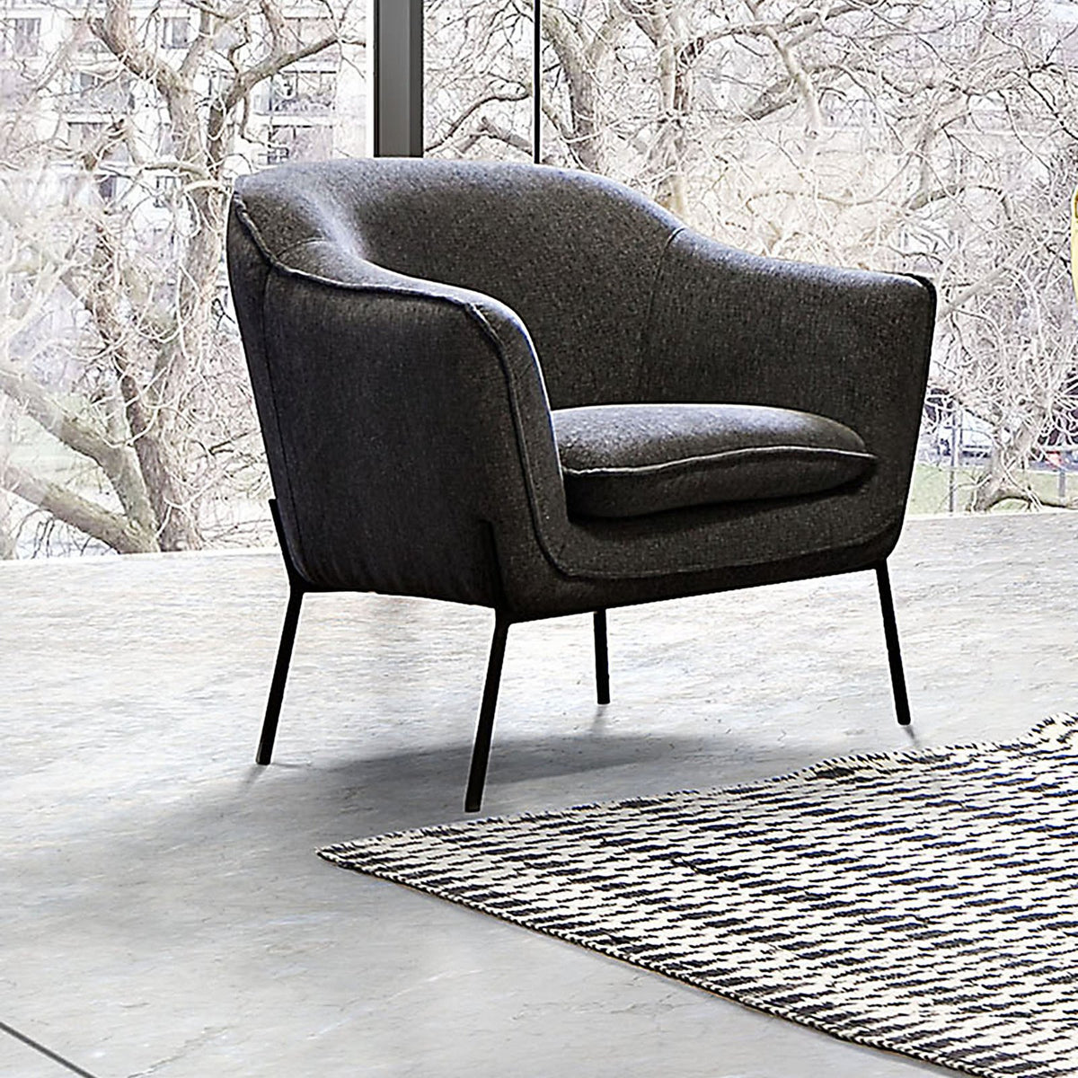 Status Accent Chair in Grey Fabric with Metal Leg