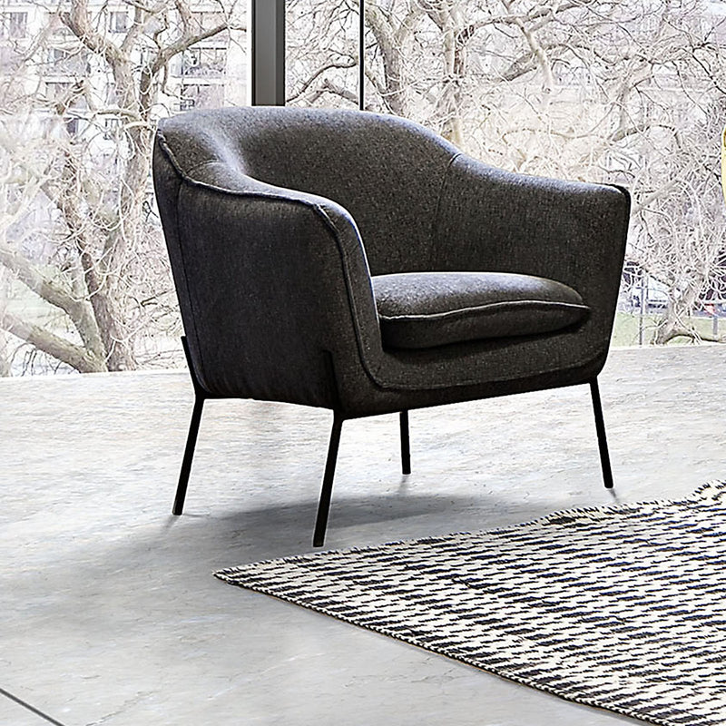 Status Accent Chair in Grey Fabric with Metal Leg