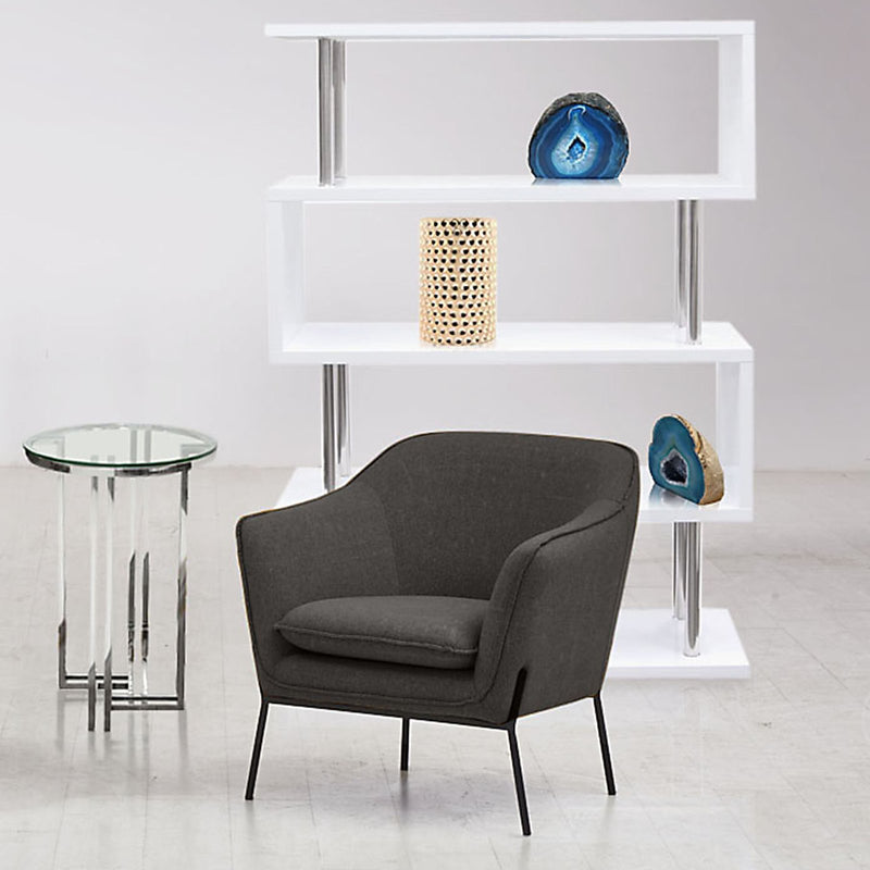 Status Accent Chair in Grey Fabric with Metal Leg