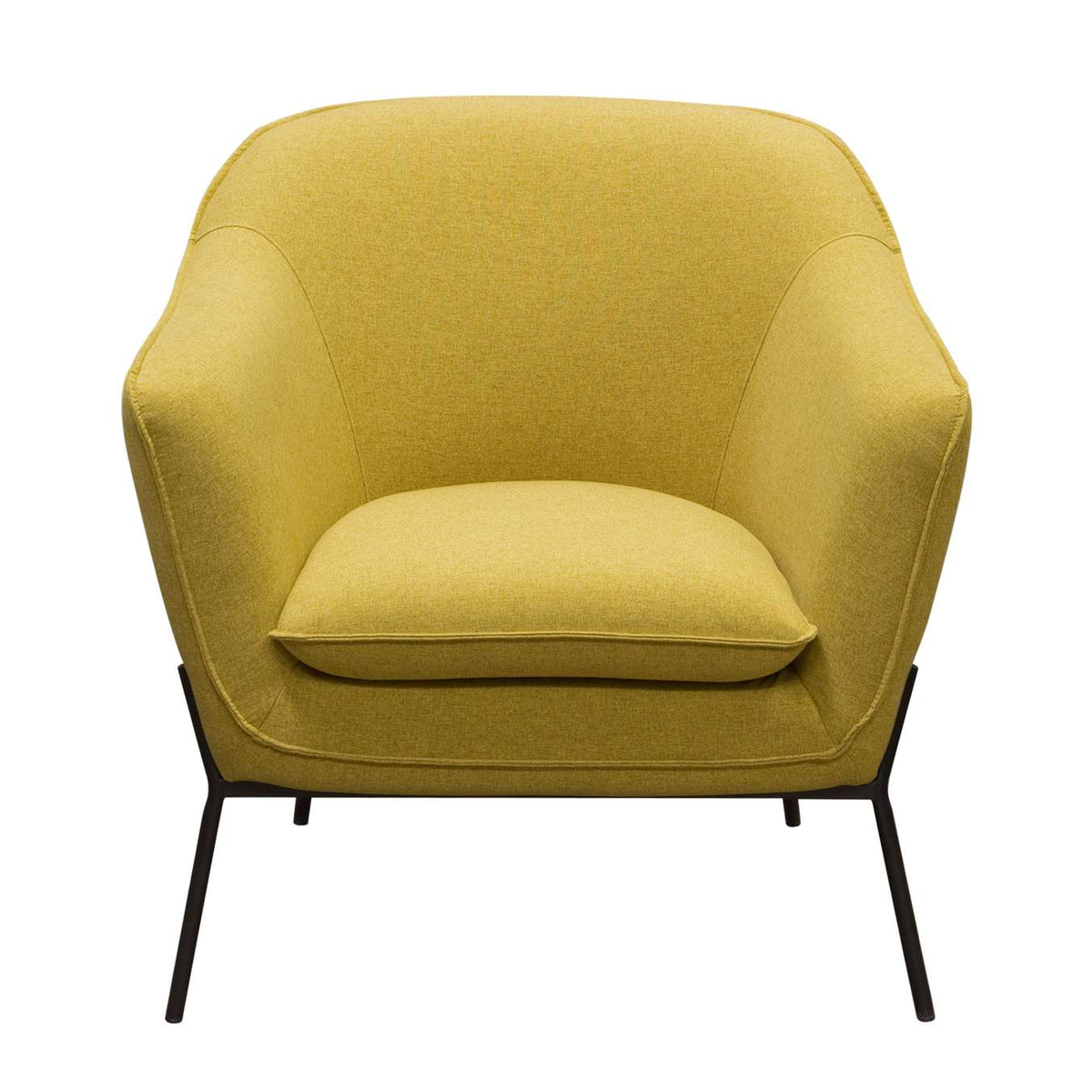 Status Accent Chair in Yellow Fabric with Metal Leg by Diamond Sofa