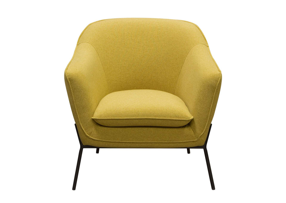 Status Accent Chair in Yellow Fabric with Metal Leg