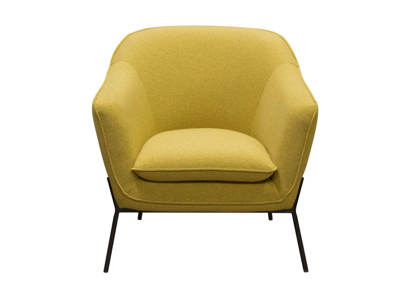 Status Accent Chair in Yellow Fabric with Metal Leg by Diamond Sofa