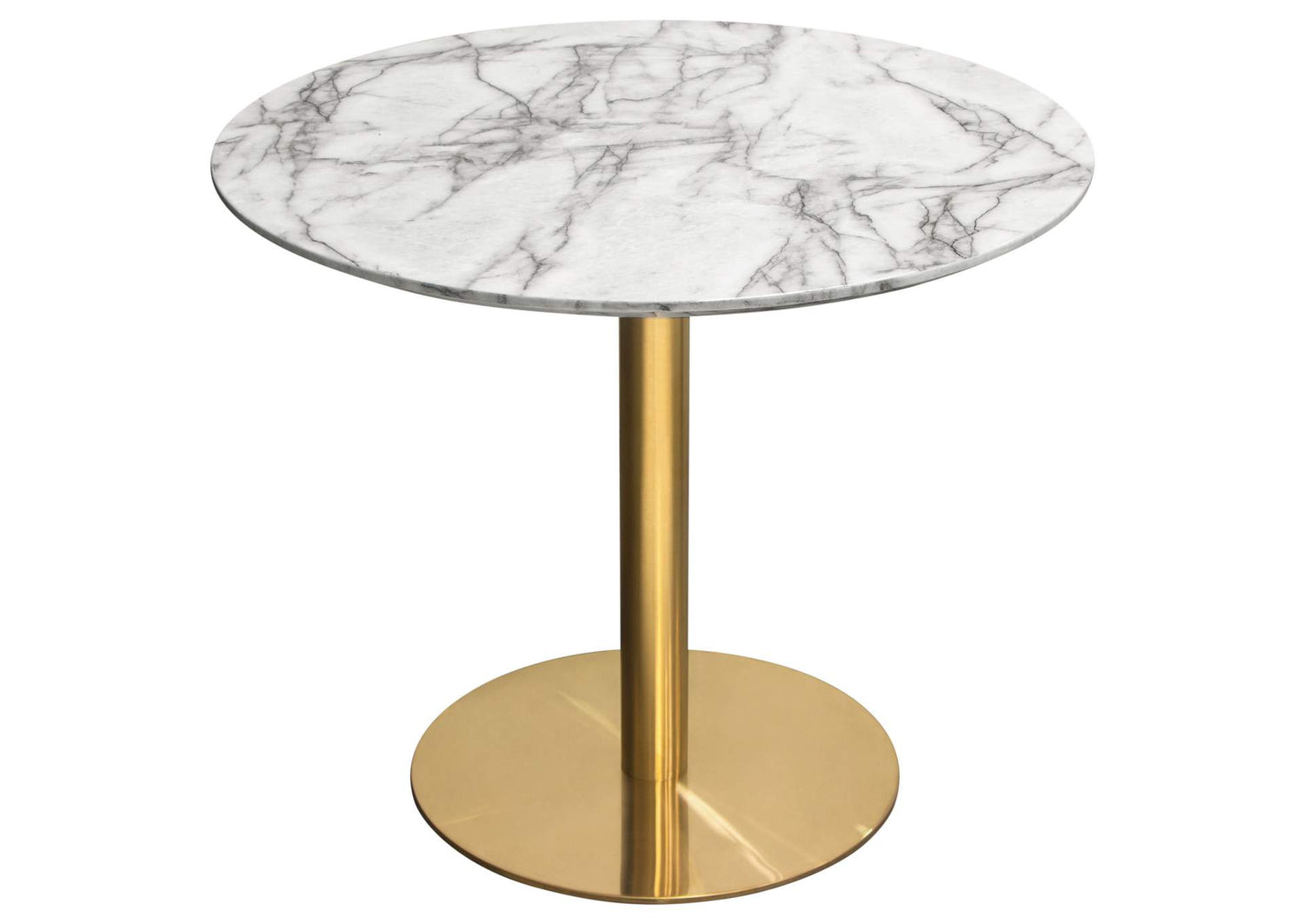 Stella 36" Round Dining Table w/ Faux Marble Top and Brushed Gold Metal Base by Diamond Sofa