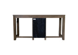ED-D18620TCB Sunset Trading Saunders Narrow Rectangle Bar Table with Charging Station | Storage Drawers | Stemware Wine Rack | USB Power Strip | Brown Acacia Wood | Accent Console for Kitchen, Dining, Living Room