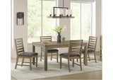 ED-D18620TB-4S-5P Sunset Trading Saunders 5PC Extendable Dining Table Set | 4 Slat Back Chairs | Brown Acacia Wood