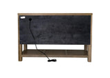 ED-D18620SV Sunset Trading Saunders Server | Storage Cabinet | Drawers | Open Shelf | USB Power Strip | Brown Acacia Wood | Accent Console Table for Kitchen, Dining, Living Room, Entryway