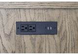 ED-D18620SV Sunset Trading Saunders Server | Storage Cabinet | Drawers | Open Shelf | USB Power Strip | Brown Acacia Wood | Accent Console Table for Kitchen, Dining, Living Room, Entryway