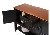 DLU-1122-SB-BCH Sunset Trading Selections Sideboard with Large Display Shelf | 3 Drawers 2 Storage Cabinets | Antique Black and Cherry