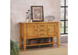 DLU-1122-SB-LO Sunset Trading Selections Sideboard with Large Display Shelf | 3 Drawers 2 Storage Cabinets | Light Oak