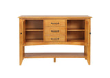 DLU-1122-SB-LO Sunset Trading Selections Sideboard with Large Display Shelf | 3 Drawers 2 Storage Cabinets | Light Oak