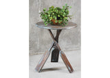 CC-TAB813LD-BBR Sunset Trading Cottage Round Boat Oar Accent Table | Distressed Brown and Blue