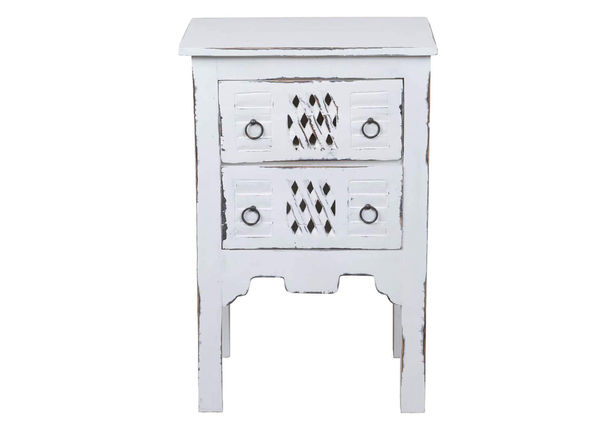 CC-TAB098LD-WW Sunset Trading Cottage Whitewashed End Table