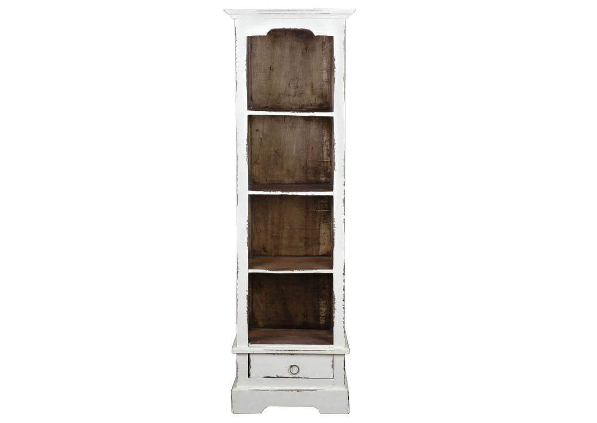CC-CAB1917TLD-WWRW Sunset Trading Cottage Narrow Bookcase | Distressed White